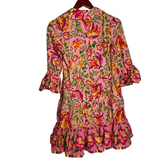 FARM RIO Pink Painted Bananas Mini Dress sz XS - Picture 5 of 6